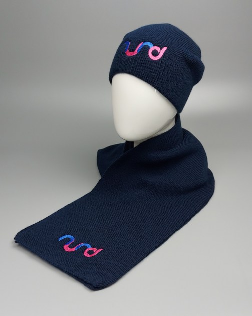 Шарф вязаный 22х160см, вязка гладкая, темно-синий